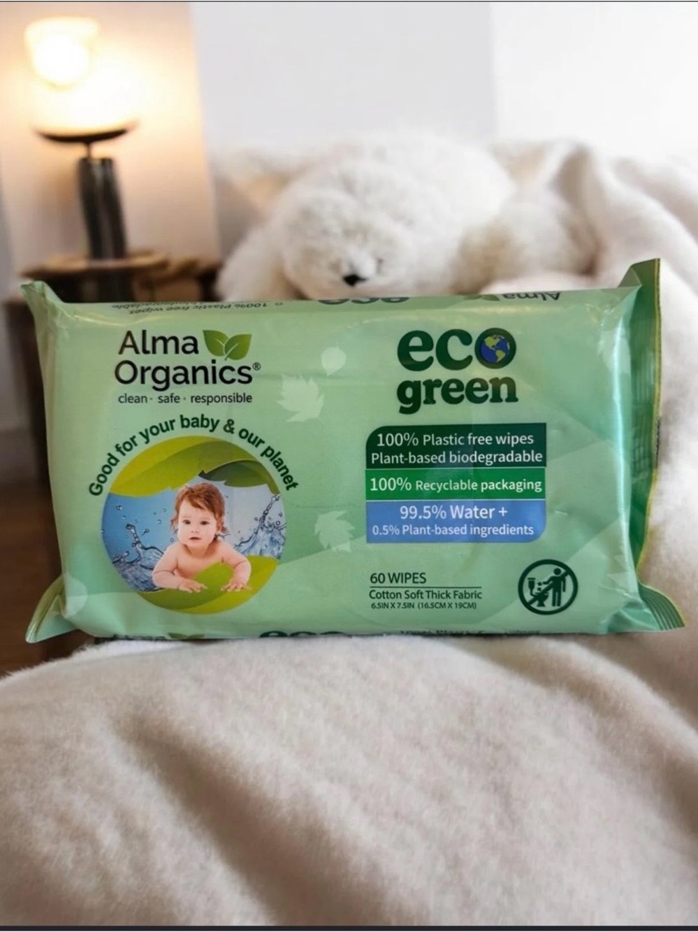 Eco Green Baby Wipes - Green packs of 60
